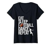 Womens Eat Sleep Football Dance Repeat Funny Sport Player Dancer V-Neck T-Shirt