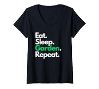 Womens Eat Sleep Garden Repeat - Cute Gardening for Gardeners V-Neck T-Shirt