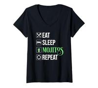 Womens Eat Sleep Mojitos Repeat V-Neck T-Shirt