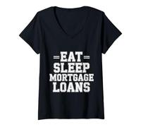 Womens Eat Sleep Mortgage Loans Broker Real Estate Routine - V-Neck T-Shirt