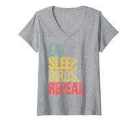 Womens Eat Sleep Repeat T-Shirt Eat Sleep Birds Repeat V-Neck T-Shirt