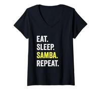 Womens Eat Sleep Samba Repeat dance partner outfit Samba dancer V-Neck T-Shirt