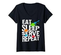 Womens Eat Sleep Serve Repeat Proud Military Life Discipline V-Neck T-Shirt