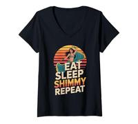 Womens Eat Sleep Shimmy Repeat Belly Dance Joy V-Neck T-Shirt