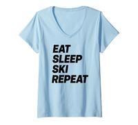 Women's Eat Sleep Ski Repeat V-Neck T-Shirt