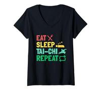 Women's Eat Sleep Tai-Chi Repeat Tai Chi V-Neck T-Shirt