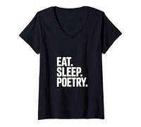 Women's Eat Sleep Write a Poem Poetcore Aesthetic V-Neck T-Shirt