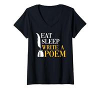Women's Eat Sleep Write A Poem Poetry Writer Life V-Neck T-Shirt