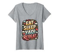 Womens Eat Sleep Yaoi Repeat Manga Meme V-Neck T-Shirt