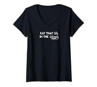 Womens Eat That Kitty In The Hideaway Island Love Funny Song Quote V-Neck T-Shirt