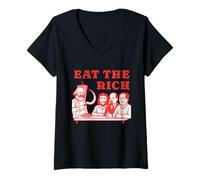 Womens Eat The Rich Karl Marx Kebab Doner Che Guevara Lenin Mao V-Neck T-Shirt