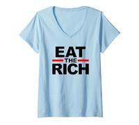 Womens EAT THE RICH V-Neck T-Shirt