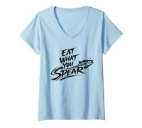 Women's Eat What ou Spear Freedive Underwater Hunter Diver Gift V-Neck T-Shirt