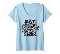 Women's Eat What You Spear Underwater Hunter Diver Gift V-Neck T-Shirt