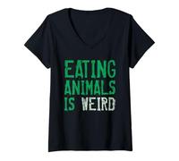 Womens Eating Animals Is Weird Plant Based Vegetarian Vegan V-Neck T-Shirt