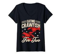Women's Eating Crawfish for Two V-Neck T-Shirt
