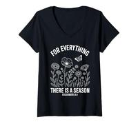 Women's Ecclesiastes 3:1 for Everything There is A Season Floral V-Neck T-Shirt