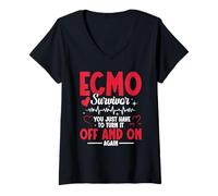 Women's ECMO Survivor Patient Support Turn It ECMO Survivor V-Neck T-Shirt