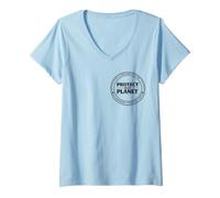 Women's Eco-Friendly Climate Action Earth Day Conservation Gift V-Neck T-Shirt