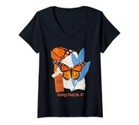 Women's Ecology Study No. 42 Monarch Butterfly Scrapbook V-Neck T-Shirt