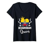 Womens Ecuadorian Queen Ecuador Flag Proud Ecuadorian Woman V-Neck T-Shirt
