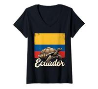 Women's Ecuadorian Turtle Ecuador Flag V-Neck T-Shirt
