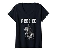 Womens Ed The Zebra Free Ed Funny Captured Escaped Tennessee Zebra V-Neck T-Shirt
