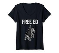 Womens Ed The Zebra Free Ed Funny Captured Escaped Tennessee Zebra V-Neck T-Shirt