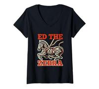 Womens Ed The Zebra Men Women Never Forget Ed the Zebra Colorful V-Neck T-Shirt