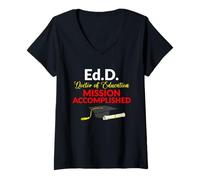 Womens EdD Doctor of Education accomplish Doctorate Graduation V-Neck T-Shirt