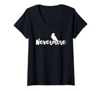 Women's Edgar Alan Poe Nevermore Raven Nevermore V-Neck T-Shirt