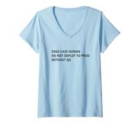 Womens Edge-Case Human QA Humor for Coders Developers and Engineers V-Neck T-Shirt