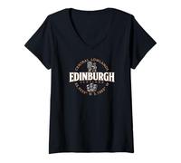 Womens Edinburgh Scotland Highlands Coordinates Label 2C V-Neck T-Shirt