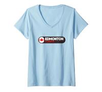Womens Edmonton Logo Emblem - Edmonton Alberta Canada V-Neck T-Shirt