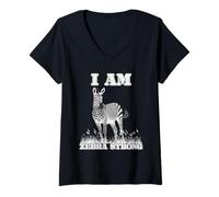 Womens EDS Awareness I Am Zebra Strong Chronic Illness Resilience V-Neck T-Shirt