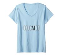 Women's Educated Single Word Adjective Simple Halloween Costume V-Neck T-Shirt