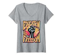 Womens Education is Freedom Empowerment V-Neck T-Shirt