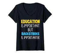 Womens Education Is Important But Backstroke Is Importanter Funny V-Neck T-Shirt