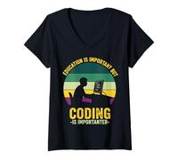 Womens Education is Important But Coding is Importanter V-Neck T-Shirt