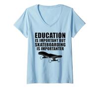 Women's Education is Important but Skateboarding V-Neck T-Shirt