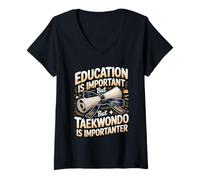 Women's Education is Important But Taekwondo is Importanter V-Neck T-Shirt