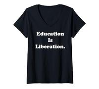 Womens Education Is Liberation Knowledge Freedom V-Neck T-Shirt