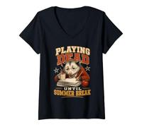 Women's Educator Playing Dead Until Summer Break Teacher Possum V-Neck T-Shirt