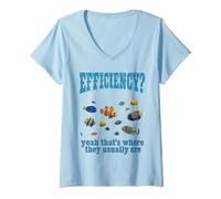 Women's Efficiency Fish Funny Sarcasm Brain Rot Meme V-Neck T-Shirt