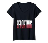 Womens Efforting Focus Silence Mindset Hardwork - V-Neck T-Shirt