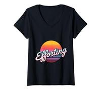 Womens Efforting Focus Silence Mindset Hardwork - V-Neck T-Shirt