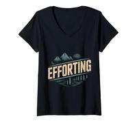 Womens Efforting Focus Silence Mindset Hardwork - V-Neck T-Shirt