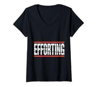Womens Efforting Focus Silence Mindset Hardwork |- V-Neck T-Shirt
