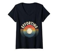 Women's Efforting Focus Silence Mindset Hardwork - V-Neck T-Shirt