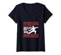 Women's Effortless Does Not Mean Powerless Funny Chi Gong Qigong Fan V-Neck T-Shirt